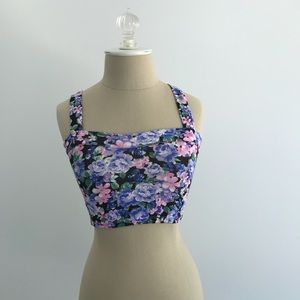 Floral Patterned Knit Crop Top